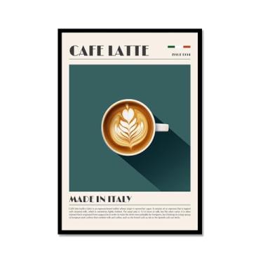 Imagem de Coffee Prints Cafe Latte Espresso Cappuccion Americano Cafe Poster Decoração de Cozinha Pintura em Tela Presente Decoração de Sala de Jantar (SKU1,20.3x30.5 cm = (20x30cm), Moldura de Metal Preto)