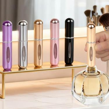 Imagem de Frasco de perfume de viagem recarregável – Mini pulverizador atomizador de perfume portátil de 5 ml, design à prova de vazamento, pacote com 8 opções de cores