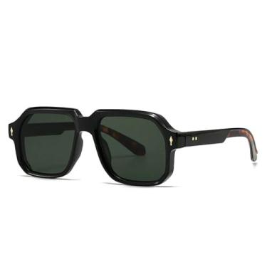Imagem de Óculos de sol vintage com rebites para mulheres e homens, UV400, Punk (preto e verde escuro)