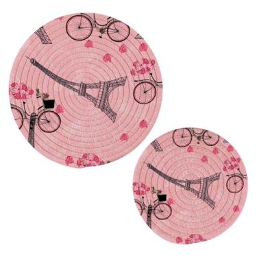 Imagem de Wassud Conjunto de trivet trivet peculiar para pratos quentes, suportes redondos de panela, almofadas quentes de algodão, porta-copos resistentes ao calor para decoração de cozinha, bancada, 2 peças