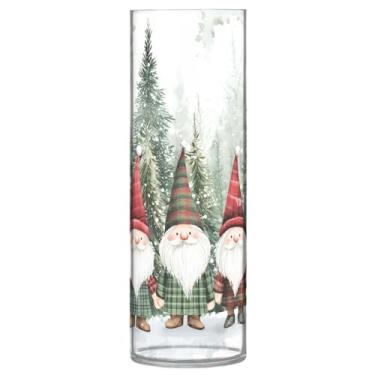 Imagem de CEBUGI Vaso de flor de gnomos de Natal 10 cm x 30 cm Vaso cilíndrico para flores, vaso transparente inquebrável para decoração de casa de festa de casamento