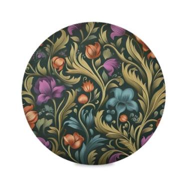 Imagem de Wassud Jogo americano verde escuro floral tapetes de mesa para cozinha e jantar tapetes laváveis resistentes ao calor decoração de mesa 39 cm