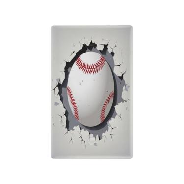 Imagem de Wassud Placa decorativa para tomada de luz, placa de parede para tomadas elétricas, branca, beisebol, frente e verso