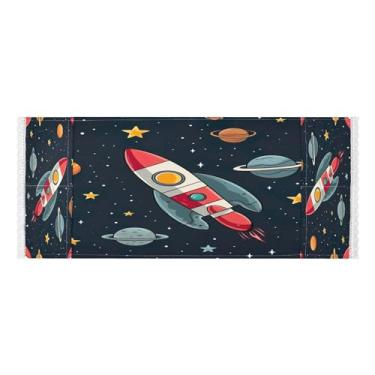 Imagem de Wassud Capas de lavadora e secadora de foguete de desenho animado, protetor de lavadora com sacos de armazenamento, capa de geladeira à prova de poeira com bolsos para lavanderia doméstica, cozinha