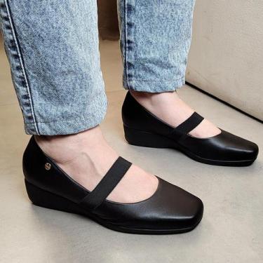 Imagem de Sapato Boneca Feminino Super Conforto Firezzi Scarpin 243021, Preto, 3