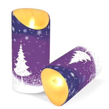 Imagem de ATTX Pacote com 2 velas brancas para árvores de Natal – 7,6 cm x 9,9 cm de LED com controle remoto e temporizador para casa, casamento, decoração de acampamento #515