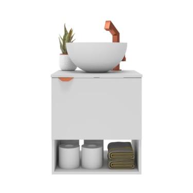 Imagem de Gabinete Suspenso De Banheiro Com Cobre C/Cuba e Nicho Estilo Industrial gabinete banheiro sem cuba,movel banheiro (Branco com Cobre)