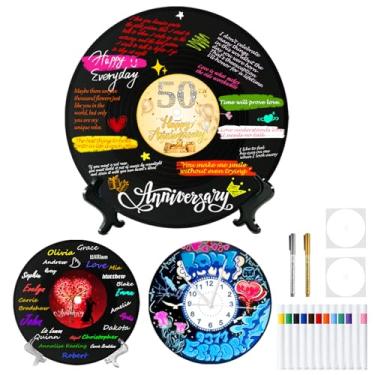 Imagem de CSCHENGO 3 peças de discos de vinil em branco 30,5 cm decorações de aniversário de 50 anos Doodle on Fake Records for Wall Estética Party Favor Sign Poster, Livro de Visitas Grande