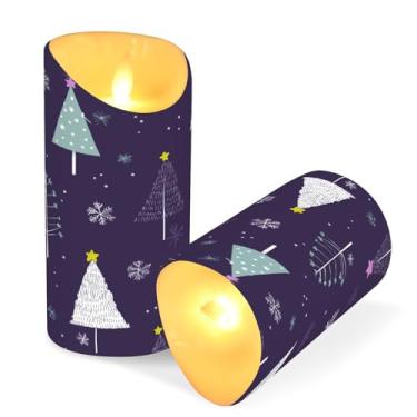 Imagem de ATTX Pacote com 2 velas de árvore de Natal sem chamas – 7,6 cm x 9,9 cm de LED com controle remoto e temporizador para casa, casamento, decoração de acampamento #131