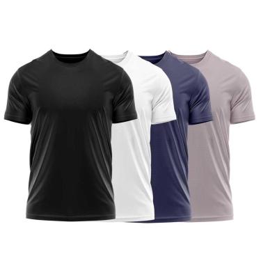 Imagem de Kit 4 Camisetas Dry Uv Masculina Blusa Camisa Fitness Academia Basica Lisa-Masculino
