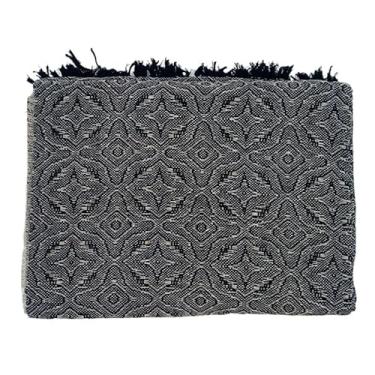 Imagem de Manta Para Sofá Decorativa Algodão Capa(Flor do sertão branco c/preto)