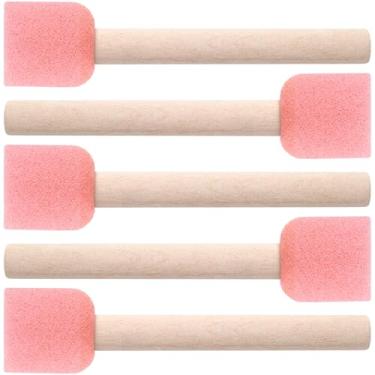 Imagem de HINZIC 5 pincéis de tinta de espuma de 1,8 cm, pincéis de esponja com cabo de madeira para pintura, coloração, vernizes DIY projetos de artesanato limpeza eletrônica - rosa