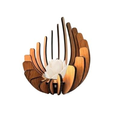 Imagem de Porta-castiçais de madeira – Decoração de castiçal | Suportes de luz de chá para decoração de velas de aromaterapia novidade para mesa festa de férias casamento evento central exibição