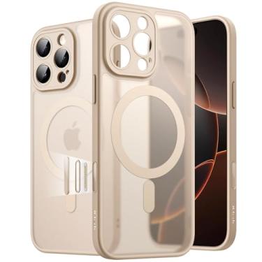 Imagem de JETech Capa Magnética para iPhone 16 Pro Max 6,9 Polegadas com Botão de Controle de Câmera, Compatível com MagSafe, Case de Celular Fina e Translúcida Fosca À Prova de Choque (Titânio-Deserto)