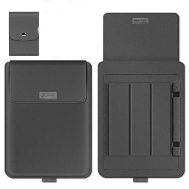 Imagem de GANGANPRO Capa para laptop de 16 a 17 polegadas com suporte, compatível com laptop Microsoft Surface 5/4/3/2 de 13,5 polegadas, MacBook Air/Pro de 13,3 polegadas, capa de couro PU para laptops de 15 a