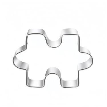 Imagem de Cortador de molde de biscoito de aço inoxidável em forma de quebra-cabeça para moldar biscoitos e massa de pastelaria