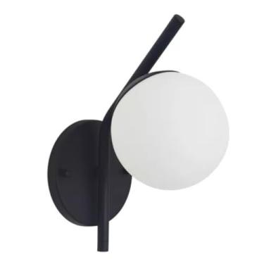 Imagem de Arandela de Parede Inclinada Modelo Jabuticaba - Globo de Vidro Dourado Alumínio, Soquete E27 Bivolt, Luminária Decorativa para Quarto, Sala ou Hall (Preta)