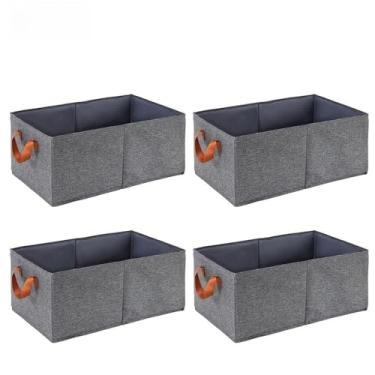 Imagem de Caixa Organizadora Dobrável 35L em Tecido | Organizador de Roupas para Guarda-Roupa | Caixa Multiuso com Tampa Antipoeira (4)