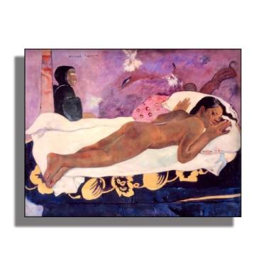 Imagem de OKRA Arte de parede em tela Gauguin - Decoração de parede Manao Tupapau - Pintura a óleo de uma mulher - Impressionismo - Adequado para restaurantes, cafés e academias. Sem moldura. 12 x 16 pol/30 x