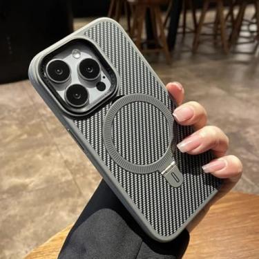 Imagem de IRTGFG Capa de telefone para iPhone 16 Pro Max com suporte de titânio, carregamento magnético, capa traseira rígida à prova de choque (para iPhone 16 Pro Max/cinza titânio)