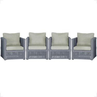 Imagem de 4 Poltronas Madri Alumínio Corda Náutica Estofado 3 Trama Prata