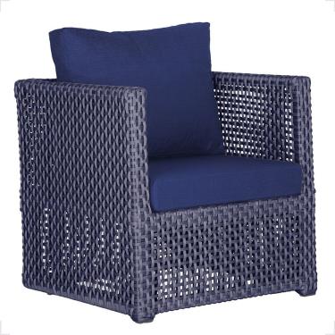 Imagem de 1 Poltrona Madri Alumínio Corda Náutica Estofado 10 Trama Azul