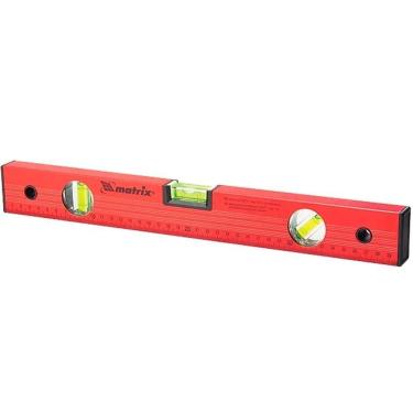 Imagem de Nível De Alumínio 3 Bolhas Com Régua Vermelho 16" 400mm - 332209 - Mtx