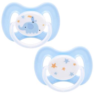 Imagem de Kit 2 Chupetas Buba Comfort Tam 1 Noturna Elefante Azul