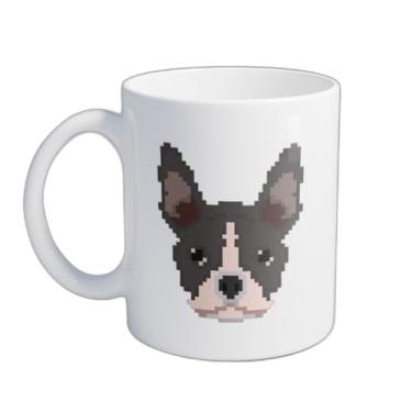 Imagem de Caneca Xícara de Café Porcelana 300ml Com Desenho Bulldog Francês Pixel Art