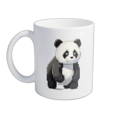 Imagem de Caneca Xícara de Café Porcelana 300ml Desenho Pixel Art Panda