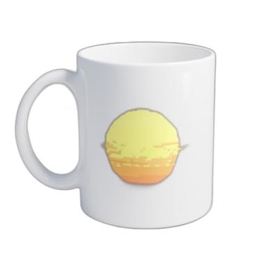 Imagem de Caneca Xícara de Café Porcelana 300ml Pôr do Sol Pixelado Sobre Vale Montanhoso