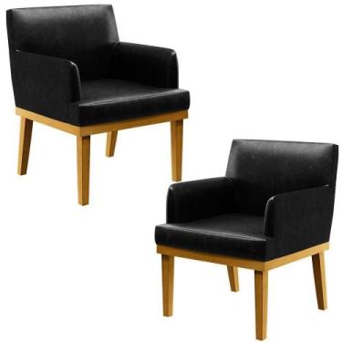 Imagem de Kit 2 Poltronas Beatriz W01 material sintético Preto - LYAM DECOR