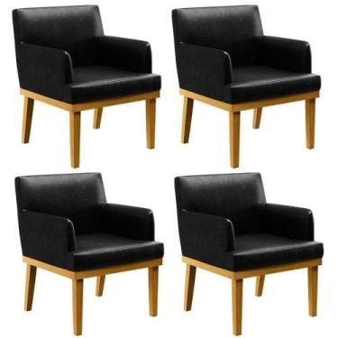 Imagem de Kit 4 Poltronas Beatriz W01 material sintético Preto - LYAM DECOR