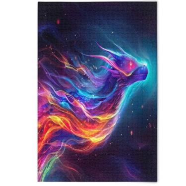 Imagem de Jigsaw Puzzles 500 Piece for Adults Colorful Cartoon Horse Family White Elephants Gifts Nature Large Puzzles Animal Painting Art, 500 Pieces, 20.5" x 14.9"