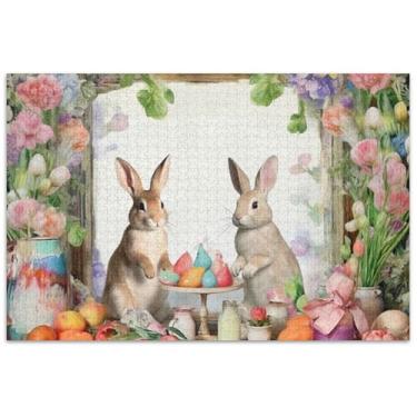 Imagem de Quebra-cabeça floral coelhos da Páscoa para adultos, 500 peças, presentes de elefantes brancos, presentes masculinos, decoração de pintura exclusiva