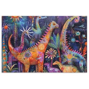 Imagem de Quebra-cabeça de dinossauros mágicos para adultos, 500 peças, presentes para adultos, elefante branco, quebra-cabeças legais para adultos, pintura artística
