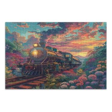 Imagem de Quebra-cabeças de flores de trem de verão exclusivos com letras nas costas para adultos 500 peças