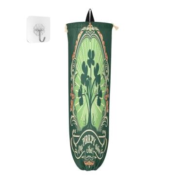 Imagem de Banner do Dia de São Patrício com parede de dispensador de saco de supermercado de trevo, organizador de saco plástico de cozinha, dispensador de suporte de saco de compras de plástico