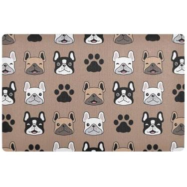 Imagem de TSENQUE Capacho personalizado para cães buldogue francês marrom tapete engraçado para varanda frontal capacho externo lavável tapete de porta da frente entrada interna 81 cm x 50 cm