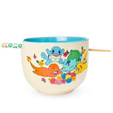 Imagem de Silver Buffalo Pokémon Floral Starters Tigela de Ramen de cerâmica de 590 ml com pauzinhos