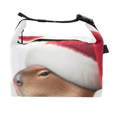 Imagem de TSENQUE Lancheira personalizada de capivara natalina para mulheres linda lancheira rosa para trabalho bolsa térmica térmica para adultos