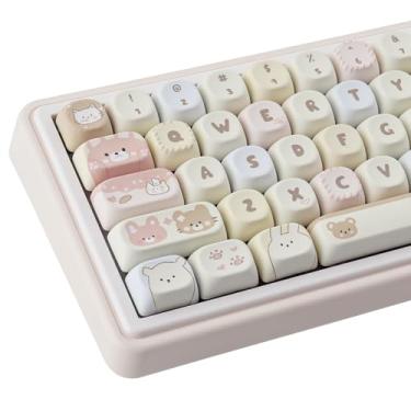 Imagem de TYRIXKI PBT Teclas 132 Teclas MOA Teclas de Sublimação de Tinta Cremoso Bonito Conjunto de Teclas Personalizadas para Teclados Cherry Gateron MX Swithes Mecânicos Gaming