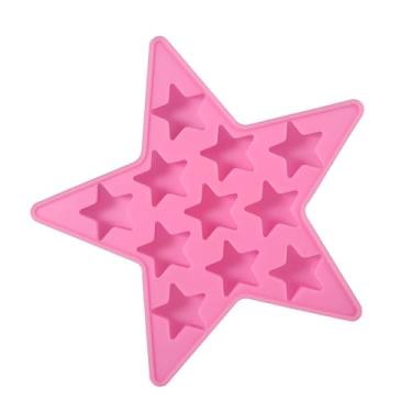 Imagem de GLOGLOW Bandeja de Cubos de Gelo Bandeja de Cubos de Gelo, Molde Flexível, Produto Comestível, 6,3 X 6,7 X 0, Polegadas, Rosa Azul Vermelho Cinco Estrelas Em Forma de Silicone Nan (Rosa)