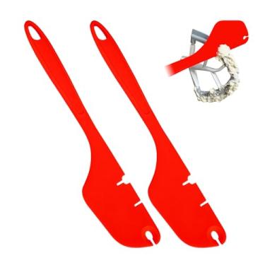 Imagem de Pacote com 2 espátulas de silicone, batedeira, raspador, compatível com acessórios de batedeira KitchenAid, funciona em batedores planos, batedores e ganchos de massa (vermelho)