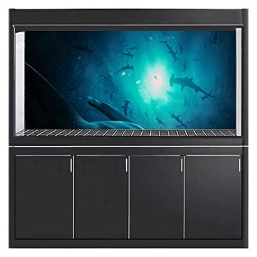 Imagem de Pôster de Fundo de Aquário 3D Fundo de Aquário Mundo Subaquático Pintura de Parede Decoração PVC Adesivo Autoadesivo, B, 152 x 61 cm