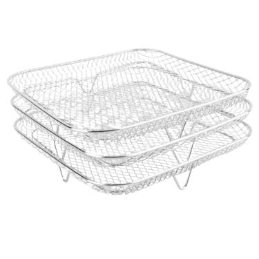 Imagem de GLOGLOW Outras Ferramentas e Acessórios de Cozinha Rack Desidratador Empilhável de Aço Multicamadas para Fritadeiras de Ar, 8 Polegadas, Rack de Fritadeira de 3 Pacotes, Aço Inoxidável 304 Nan