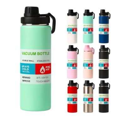 Imagem de Garrafa Térmica Inox 800 ml Parede Dupla – Mantém Bebida Gelada 24h ou Quente 8h, Tampa Antivazamento, Squeeze para Academia, Trabalho e Viagem (Verde Claro)