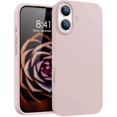 Imagem de Capa de silicone para iPhone 16 leve, acabamento fosco liso rosa areia