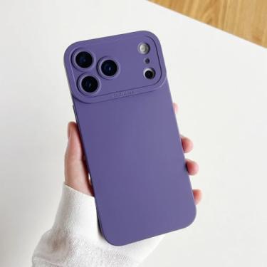Imagem de SFDSUH Capa protetora de lente de câmera para iPhone 16 Pro, em silicone macio e resistente a impactos (Para iPhone 16 Pro/ROXA)