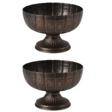 Imagem de Ninehaoou 2 peças de vaso de compota de bronze preto envelhecido para centros de mesa, tigela de compota, 20 cm de largura, vintage, decorativo, antigo, urna, vaso para casamento, evento de